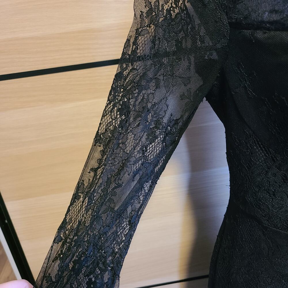 NEW Lulus Desirably Dramatic Black Lace Dress Womens L MIDI Whimsigoth Witchy - Picture 7 of 15